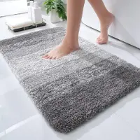 Famanu - Zacht badkamertapijt, 40 x 60 cm, antislip, wasbaar, badmat, hoogpolig, badmat, microvezel, absorberend, douchemat, grijs