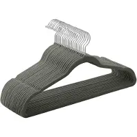 Famanu – Fluwelen hangers - 41,5 cm breed - ruimtebesparend - hoge belastbaarheid - met 360° draaibare haken - voor jassen - overhemden - pakken - zilver en grijs