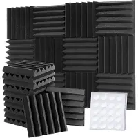 Famanu - 12 Stuks Geluidsabsorberende panelen 30x30x5cm hoge dichtheid zwart