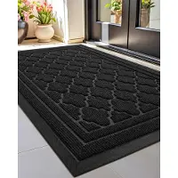 Famanu Antislipdeurmat Buiten, Robuuste Buitendeurmat Weerbestendig, Wasbare Vuilvangmat 43.5x75cm, Deurmat Buiten, Deurmat Buiten Voor Voordeur, Buiten, Entree - Zwart