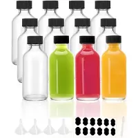 Famanu - Set van 12 mini-flessen 60 ml met trechter en etiketten, geschikt voor gember en likeur – Transparant
