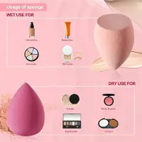 Famanu – Set van 4 beautyblenders – Latexvrije make-up sponzen met houder – Voor foundation, poeder en crème – Crème Roze
