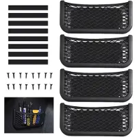 Famanu - Set van 4 universele auto-opbergnetten 26x12 cm met elastiek en schroeven – Zwart