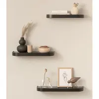 Famanu - Wandplank-Set 'Neva' | 3 zwevende wall shelves in echt houtfineer | Floating shelf als wanddecoratie en opbergruimte voor badkamer, woonkamer, keuken, slaapkamer en meer | Wit