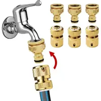 Famanu Messing slangkraanconnectoren 1/2 inch en 3/4 inch 2-in-1 kraanadapter, 1/2 inch tuinslang snelkoppeling, montage voor autowassen en slangaansluiting (6 stuks)