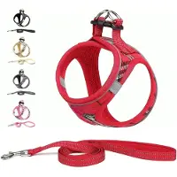 Famanu – Hondentuig Kleine honden met riem - anti-trektuig Reflecterend ademend borsttuig - puppytuig voor kleine - middelgrote honden (XXS - Rood geruit)