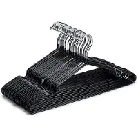 Famanu – clothes hanger black 40 pieces, rubber coated, metal clothes hanger, wire hanger, non-slip, space-saving, thin hanger 0.5 cm thick