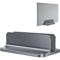Famanu – Ruimtebesparende laptopstandaard - verticale aluminium laptopstandaard voor alle tablets en 10-17,3 inch laptops - geschikt voor 1 laptop grijs