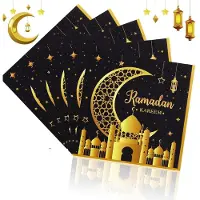 Famanu – 100 stuks Ramadan Kareem papieren servetten - 33 x 33 cm - tafeldecoratie voor Ramadan en Eid - praktisch - feestelijk en kleurrijk