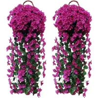 Famanu – Hangende kunstbloemen - blauweregen - klimop - kunstbloemen - viooltjes - hangende bloemen voor buiten - woondecoratie - tuin/binnenplaats - koord - bloemendecoratie