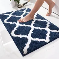 Famanu – Antislip badmat - badkamertapijt - wasbaar - hoogpolig - badmat - pluizige microvezel - badmat - 40 x 60 cm - marineblauw