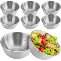 Famanu – 6-delig RVS Komset - Ø 17cm Mengkom RVS Kom met Maatverdeling Stapelbaar Metalenset voor Slakom - Snackkommen - Serveerkom - Chipskom - Dipschaal - Deegkom