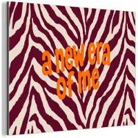 MuchoWow Aluminium schilderij 160x120 cm - Wanddecoratie metaal - New era - Bordeaux - Zebraprint - Metalen muurdecoratie woonkamer - Decoratie industrieel - Foto op dibond - Industriële accessoires slaapkamer