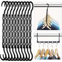 Famanu – Ruimtebesparende magische kleerhangers, set van 20, stevige zwarte hangers voor zware kleding