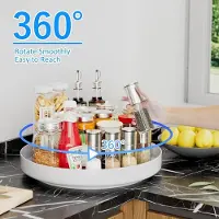 Markenlos - Lazy Susan Organizer - 13 inch metalen draaitafel voor keuken kruidenrek voorraadkast badkamer aanrecht koelkast tafel opslag, wit