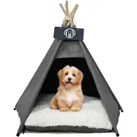 Famanu - Huisdierentipi bed – Luxe hond/kat tent met pluche kussen – Afneembaar en wasbaar – 50x50x60 cm