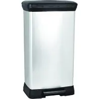 Curver Vuilnisbak met Pedaal - Plastic - 50 liter - Zwart / Zilver