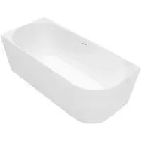 REA - Badkuip - Bellanto slim 150 Left Wit + Zwarte stopkap - 150 x 74 x 58 cm