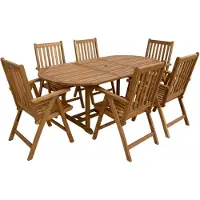 Axi Marzi/Nuria Tuinset 7-delig voor 6 Personen | Dining Set in Teak met Ovale Uitschuifbare Tuintafel | Eettafel met 6 Tuinstoelenmet met Verstelbare Rugleuning | Voor Buiten / Tuin