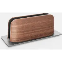 Famanu – Verticale laptopstandaard voor bureau - zwart walnoothout en aluminium laptophouder