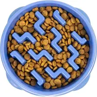 Famanu – Hondenvoerbak tegen schrokken - interactieve slow feeder - helpt eettempo te vertragen en te verbeteren - geschikt voor kleine en middelgrote honden - blauw - maat Mini/Medium