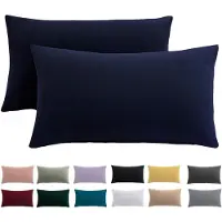 Famanu - 40 x 60 cm, set van 2, hoofdkussensloop, 40 x 60 cm, blauw, voor kussens, 100% microvezel, strijkvrij en kreukvrij, met ritssluiting