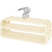 Famanu – Broekhanger - ruimtebesparend - antislip fluwelen kledinghanger - ruimtebesparende rokhanger voor overhemden - broeken - jurken - rokken - mantels (beige)