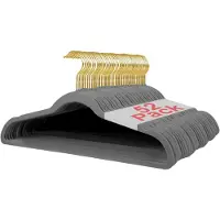 Famanu – Fluwelen kleerhangers - 45 cm antislip rokhangers - stevige kledinghangers met schouderinkepingen - ruimtebesparende kledinghangers voor volwassenen - grijs - gouden haak