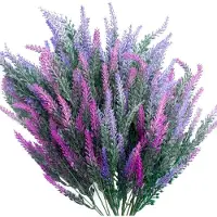 Famanu – Kunstmatige Lavendel - Bloemen Nep Real Touch Lavendel Boeket Met Bruin Papieren Zak Voor Bruiloft Engagement Home Outdoor Decoratie