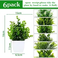 Famanu - 6 stuks kunstplanten, kleine kunstplanten in pot, kunstplanten plastic voor slaapkamer, badkamer, keuken, thuis, binnendecoratie met pot kunststof kunstplanten