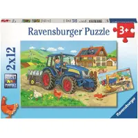 Ravensburger puzzel Op de bouwplaats en boerderij - 2x12 stukjes - kinderpuzzel