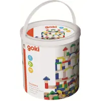Goki Bouwstenen - Verschillende Vormen En Kleuren - 100 Stuks - In Draagtonnetje - 2 Jaar