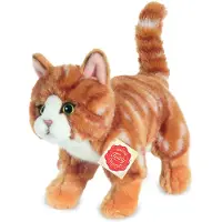 Teddy HERMANN® Knuffeldier kat/poes - zachte pluche stof - premium kwaliteit knuffels - rood/oranje - 20 cm