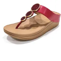 FitFlop Halo Bead-Circle Metallic Toe-Post Sandals Dames Slippers - Burnt Berry