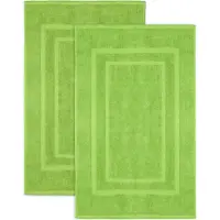 Famanu – Set van 2 badstof badmatten - 100% katoen - appelgroen - zacht en absorberend - antislip onderzijde - ideaal voor badkamer en toilet - comfortabel voor dagelijks gebruik