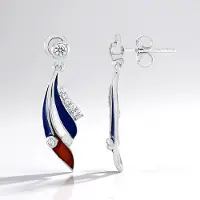 Cavill - 925 Sterling Zilver Oorbellen - Zilverkleurig Geplatineerd - 0,38 ct Cambodjaanse Zirkonia - Fijne Ronde Oorknopjes - Modern Abstract Design