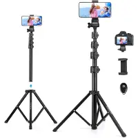Famanu – Telefoonstatief 173 cm met afstandsbediening, opvouwbaar smartphone statief voor dagelijks gebruik