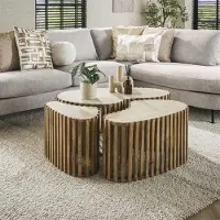 Hoyz Collection salontafel set-3 niervorm nuovo travertin massief mango