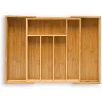 Famanu - Bamboe bestekbak, uitschuifbaar design, natuurlijk materiaal, duurzame keuken organizer