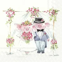 IHR Lunch servetten Piggy 'wedding' - - 33x33 cm