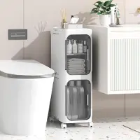 Famanu badkamerkast, vrijstaand, met deur en wielen – waterdichte opbergdoos van kunststof