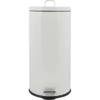 MSV Prullenbak/pedaalemmer - metaal - wit - 30 liter - 29 x 63 cm - Medium-size - Pedaalemmers