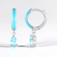 Cavill - Luxe Oorbellen 925 Sterling Zilver Geplatineerd - Hemelblauwe Braziliaanse Topaas 0,89 ct - Peervormig Geslepen - Oorbellen Dames