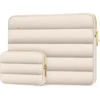 Famanu - 13,3 inch puffy laptophoes met zachte vulling, waterafstotend design voor 14 inch laptops