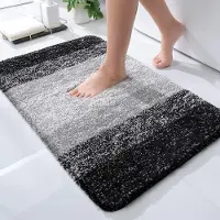 Famanu - Zacht badkamertapijt, 40 x 60 cm, antislip, wasbaar, badmat, hoogpolig, badmat, microvezel, absorberend, zwart