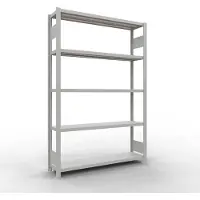 Schulte MULTIplus250 rekken zonder gereedschap, basisrek, 5 legborden, tot 250 kg per legbord, montage zonder gereedschap B 1300 x D 300 x H 2000, lichtgrijs