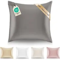 Famanu – Zijden Kussensloop Voor Kussen 60 x 60 cm Zilvergrijs Dikte 19 Mannen Silk Pillow Case 100% Dubbelzijdige Moerbeizijde Verkocht per eenheid Kussenhoes Anti Ageing Anti Dustmijt