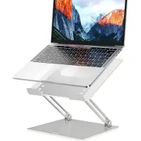 Famanu - Verticale dubbele laptopstandaard aluminium verstelbaar geschikt voor laptops tot 17.3 inch zilver