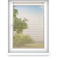 Fart Produkt time4blinds - Binnenjaloezieën Zonder Boren - Aluminium Jaloezieën - Aluminium Rolgordijnen voor Woonkamer, Slaapkamer, Keuken, Kantoor - met Koordgeleiders - Zandbruin, Links, 800x600