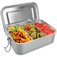 Famanu - Lunchbox roestvrijstalen lunchbox 850 ml met scheidingswand en lekvrije afdichting
